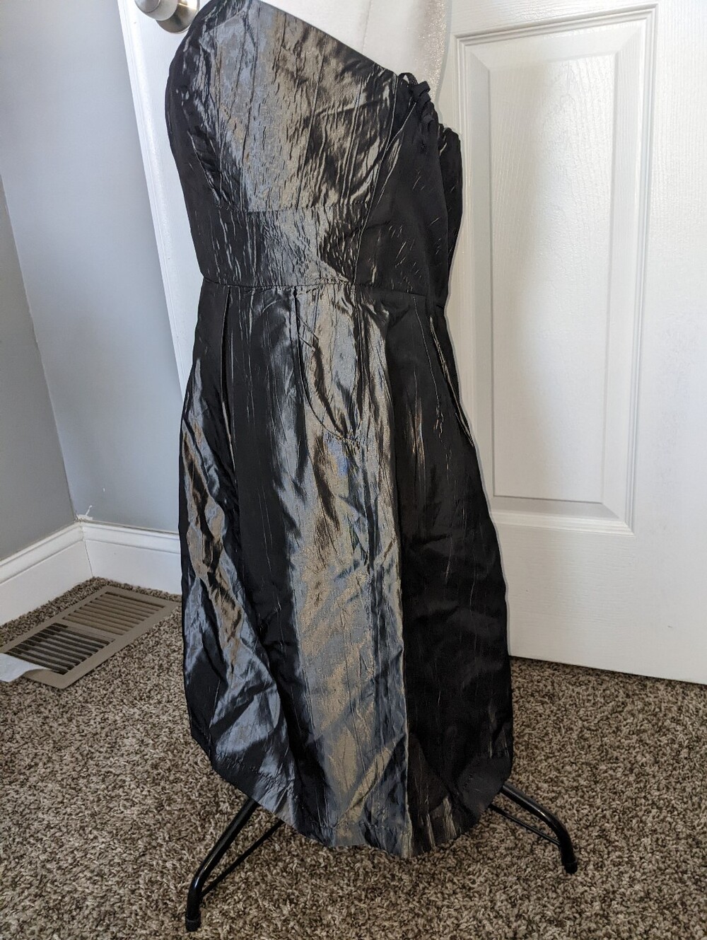 La La Lame Silver Grey Silk Dress M - Picture 11 of 14